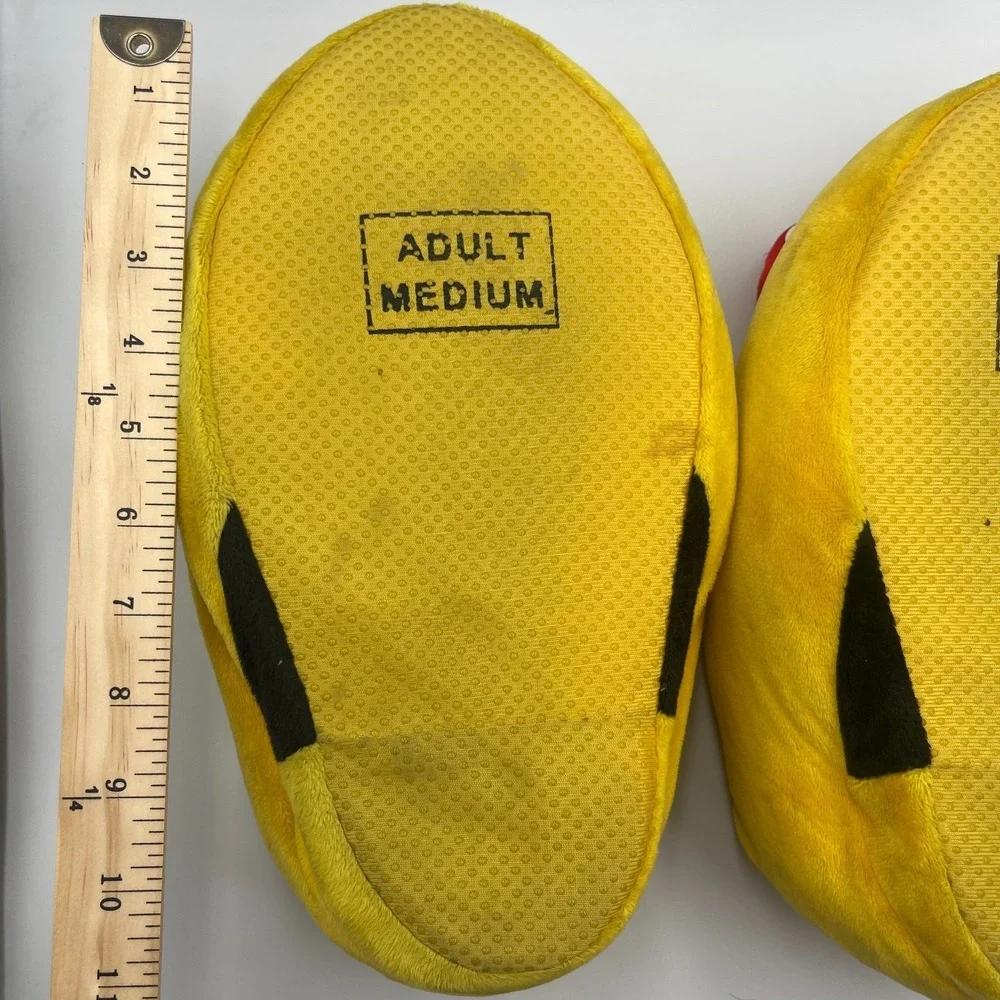 Disney Minnie Mouse Plush Slippers Medium Yellow Faux Fur Slip‎ On Shoes